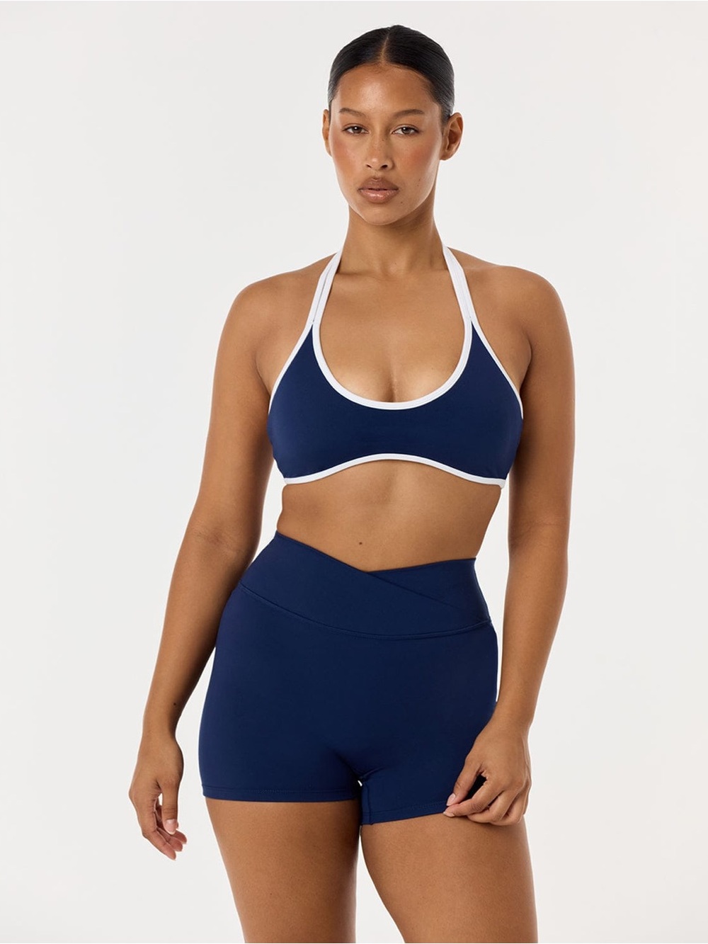 CSB Set serenity Halter contour Crop and serenity Crossover shorts 4”